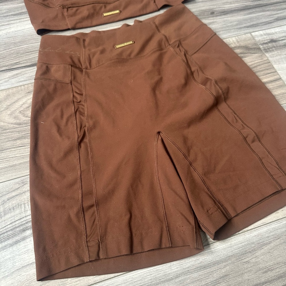 Gymshark x Whitney Simmons Brown Athletic Crop Tank Top and Shorts Set Size M - Picture 2 of 11